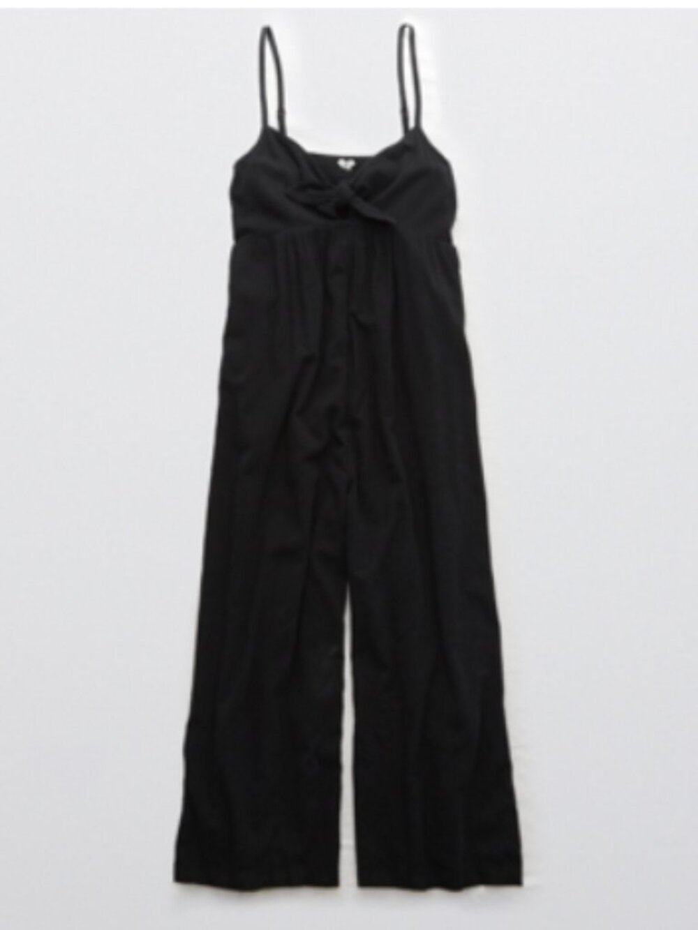 AERIE TIE FRONT JUMPSUIT Medium Black